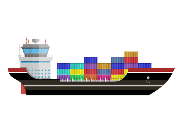 Commercial container ship - Vector, Image