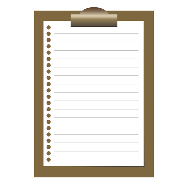 Clipboard with white blank paper. Lined paper - Vector, Image