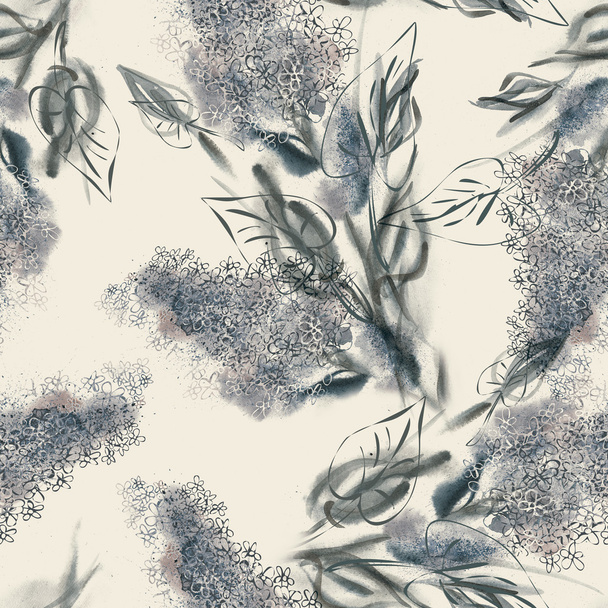 Lilac Flowers Seamless Pattern - Foto, Imagen