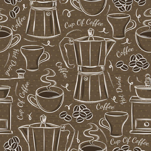 braun nahtlose Muster mit Kaffee-Set - Vektor, Bild