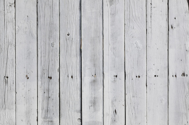 Wit gelakte grenen planken op hek in horizontale indeling - Foto, afbeelding