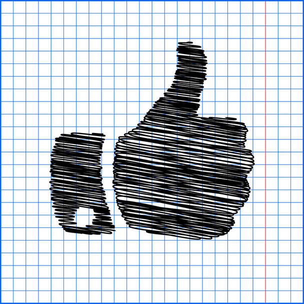 Ícone de mão com efeito caneta sobre papel
 - Vetor, Imagem