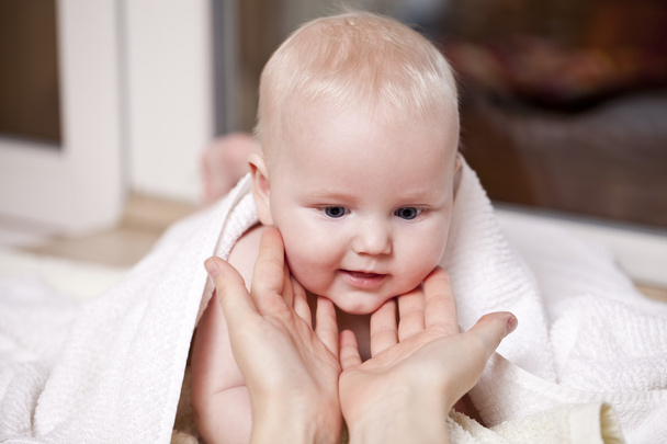 Sweet small baby with towel  - Fotografie, Obrázek