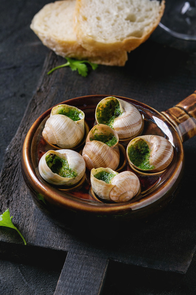 Ready to eat Escargots de Bourgogne snails - Fotoğraf, Görsel