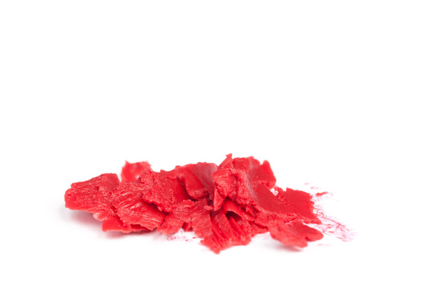 Red lipstick stroke (sample), isolated on white - Foto, Imagem