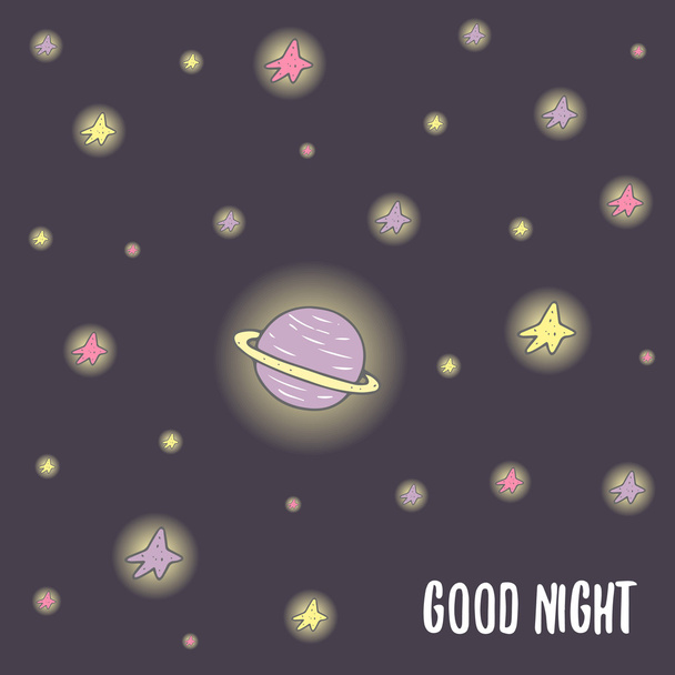 Cute good night postcard - Vector, Image