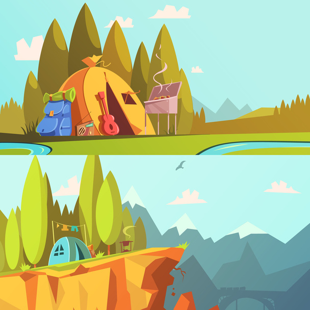 Hiking Banners Set - Vector, Image