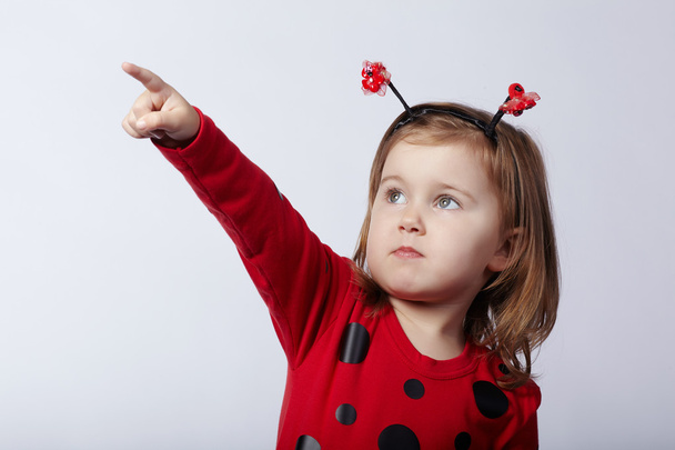 little funny girl in ladybug costume - Fotó, kép