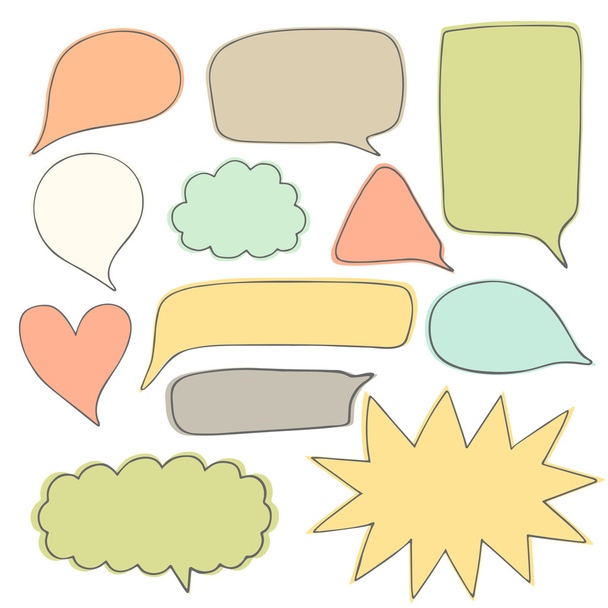 Bonito mão desenhado doodle coleção de bolhas de fala
 - Vetor, Imagem