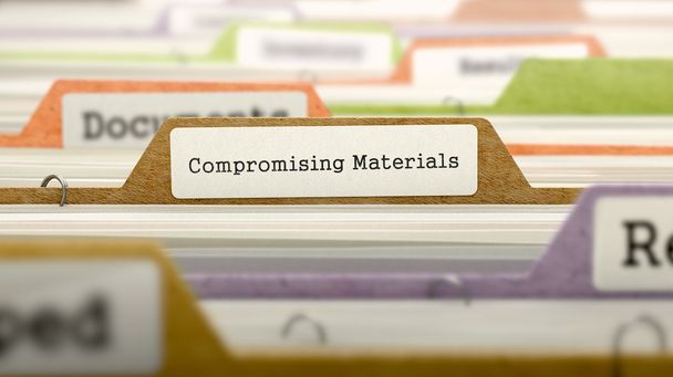 Compromising Materials Concept on File Label. - Photo, Image