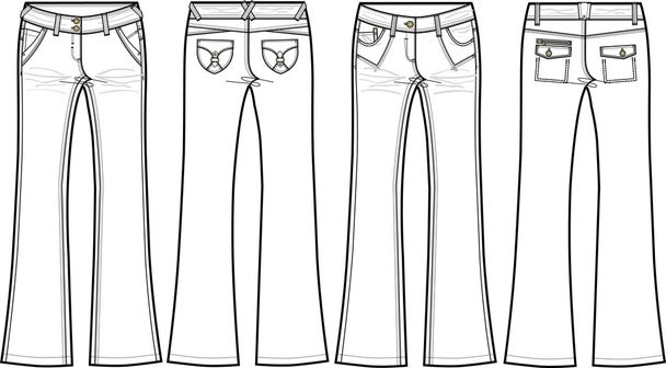 Lady denim jeans with details - Vector, Image