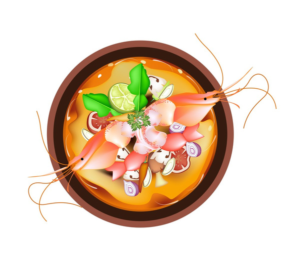 Tom Yum Goong ou soupe aigre-épicée thaïlandaise
 - Vecteur, image