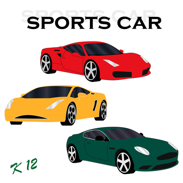 sports cars set. 3 cars - Vector, Imagen