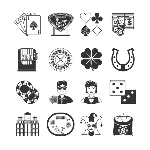 Casino van zwarte iconen Set - Vector, afbeelding