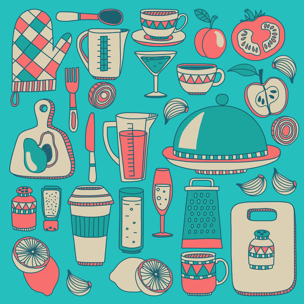 Cooking Doodle style elements - Vector, Image