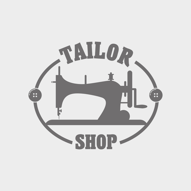 Tailor shop label, logo template, emblem or designed element with sewing machine.  - Vector, Image