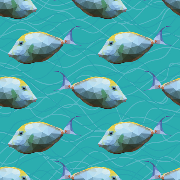 Seamless pattern with polygonal unicornfishes. - Vector, Image