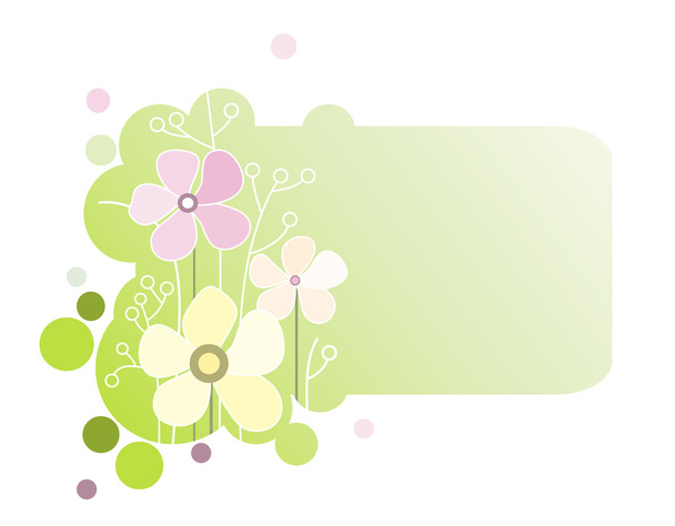 Green banner with flowers - Vector, afbeelding