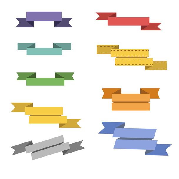 a set of multi-colored retro flat ribbons  - Vector, Image
