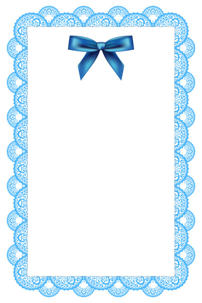 Blue & white background with lace and ribbon - Vektor, kép