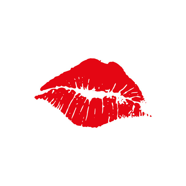 Rode opdruk van vrouwelijke lippen - Vector, afbeelding
