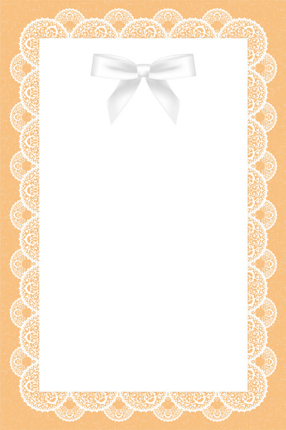 Vector lace background with white bow - Вектор,изображение