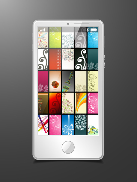 Touchscreen smartphone, vector model - Вектор,изображение