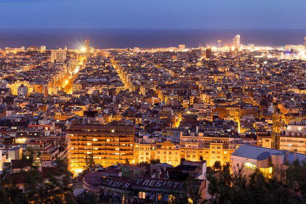 Barcelona noční panoramatické - Fotografie, Obrázek