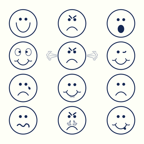 Emoji Icons set. Anahat emoji. - Vektör, Görsel