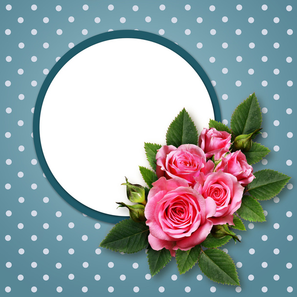 Pink rose flowers and a frame  - Photo, Image