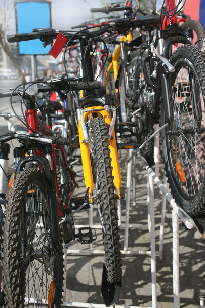 Sale by bicycles in city street - Fotó, kép