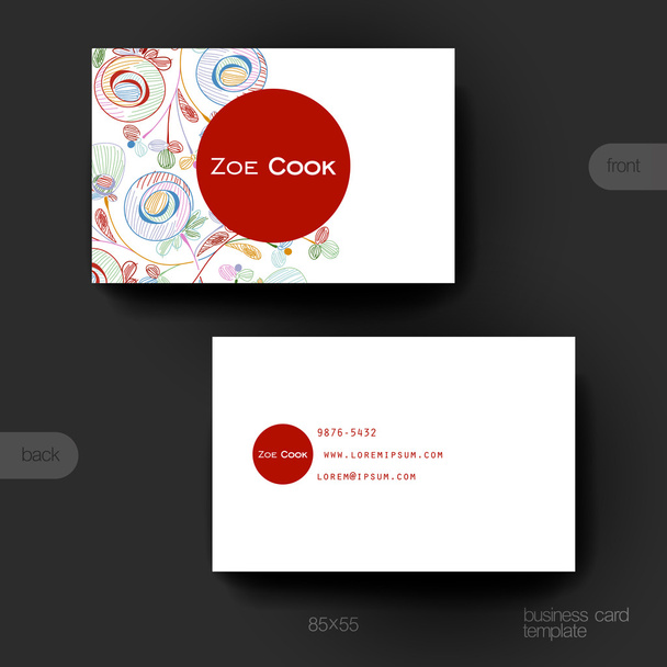 Business card vector template with floral abstract background - Vector, Image