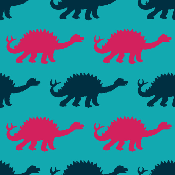 Vector illustration of a seamless repeating pattern of dinosaur  - Vector, Image