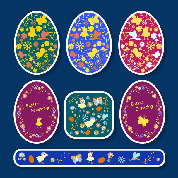 Set Easter Stickers - Вектор,изображение