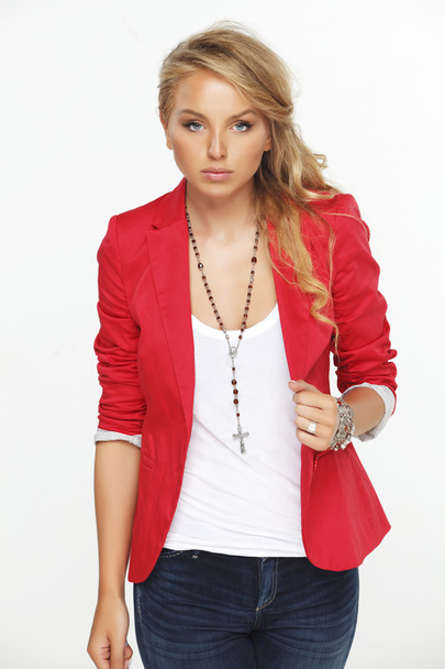 Model in a red coat - Φωτογραφία, εικόνα