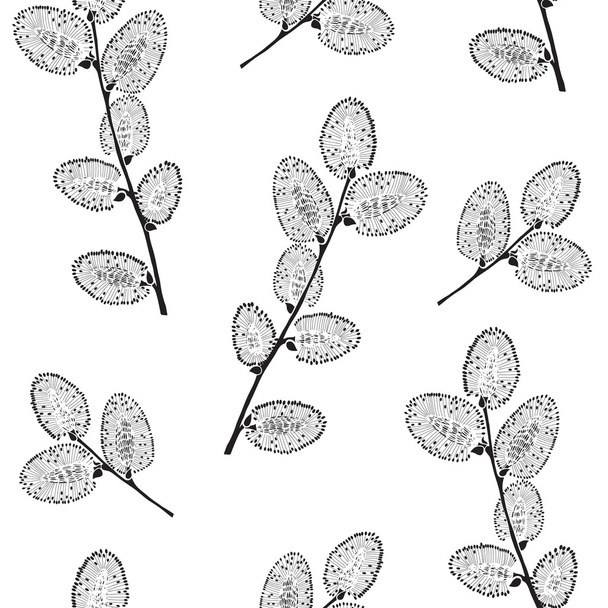 pattern with branches of willow - Vector, Imagen