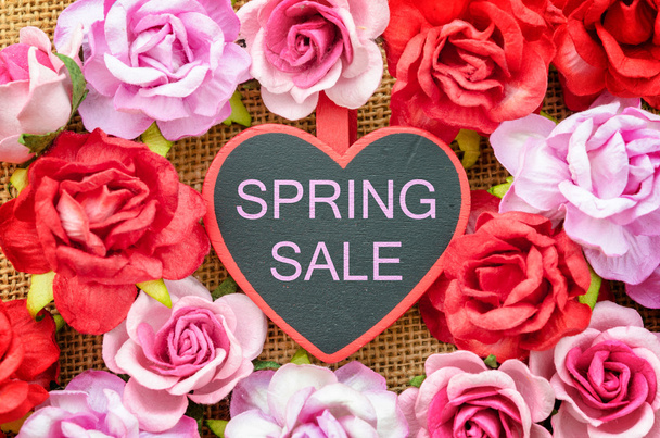 Spring Sale message with small roses. - Photo, image