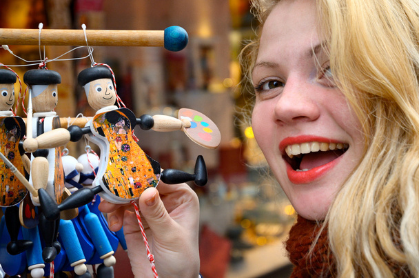 girl and puppet artist - Photo, Image