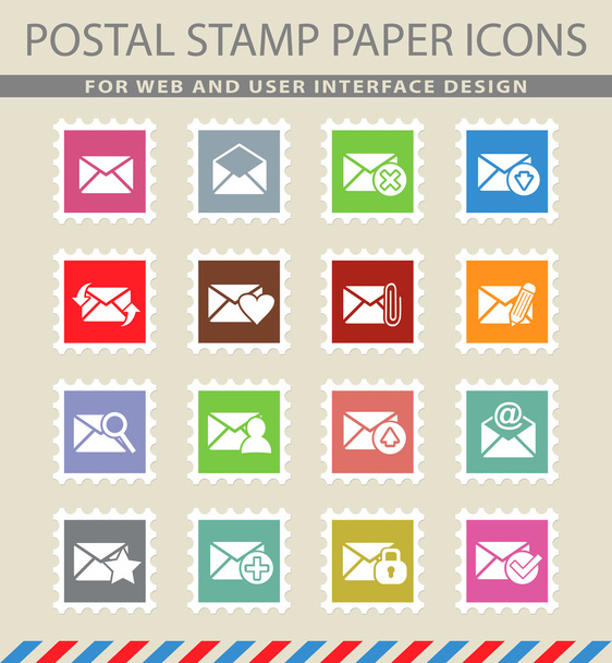 набор значков почты и конверта
 - Вектор,изображение