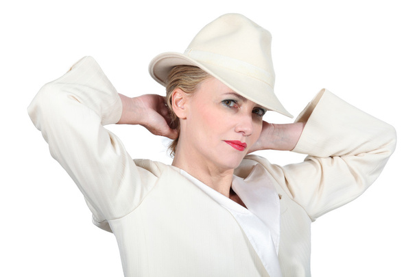 Woman with white suit - Foto, Imagem