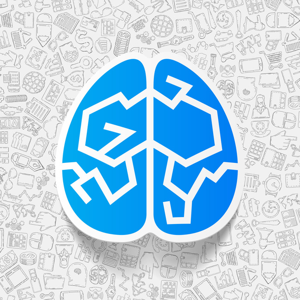 Hersenen zakelijke papieren sticker - Vector, afbeelding