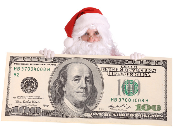 Babbo Natale con denaro dollaro
 - Foto, immagini