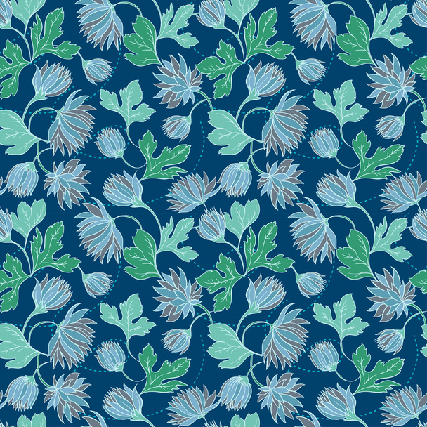 Seamless texture with flowers and butterflies. Endless floral pattern - Vektör, Görsel