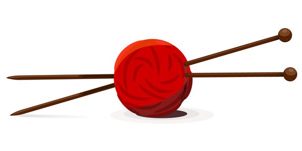 Vector illustration of wool ball and knitting needles - ベクター画像