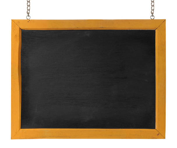 Empty blackboard with wooden frame and chain - Foto, Imagen