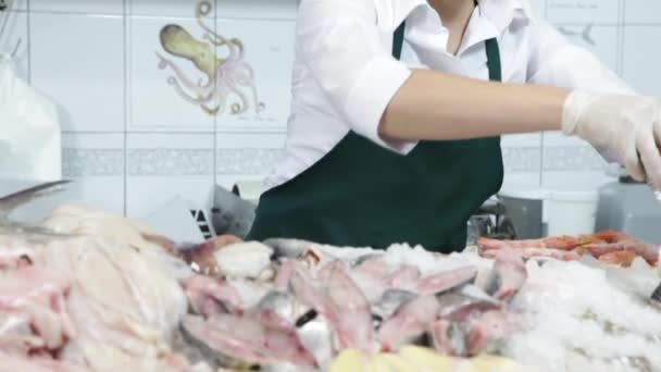 Woman Arranging  the fish - Footage, Video