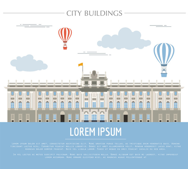 City buildings graphic template. Royal Palace Madrid.  - Vektor, Bild