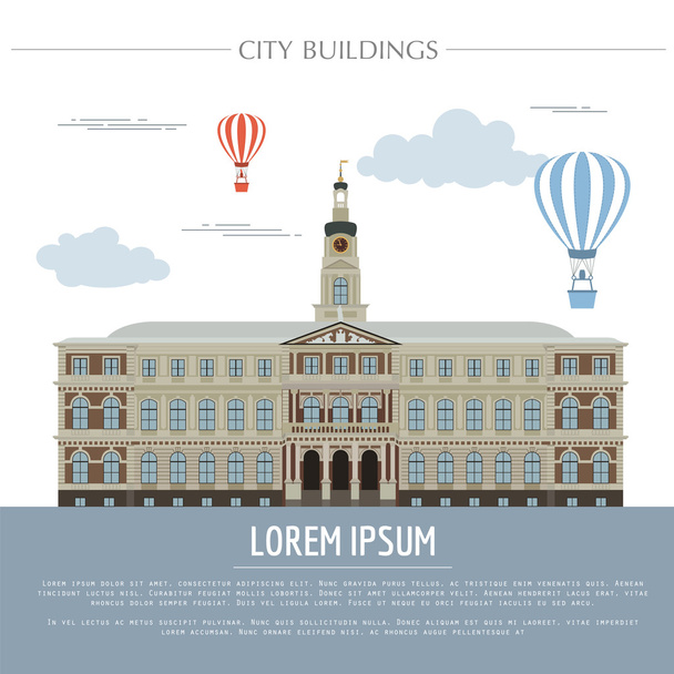 City buildings graphic template. Town hall. Rigas dome. - Wektor, obraz