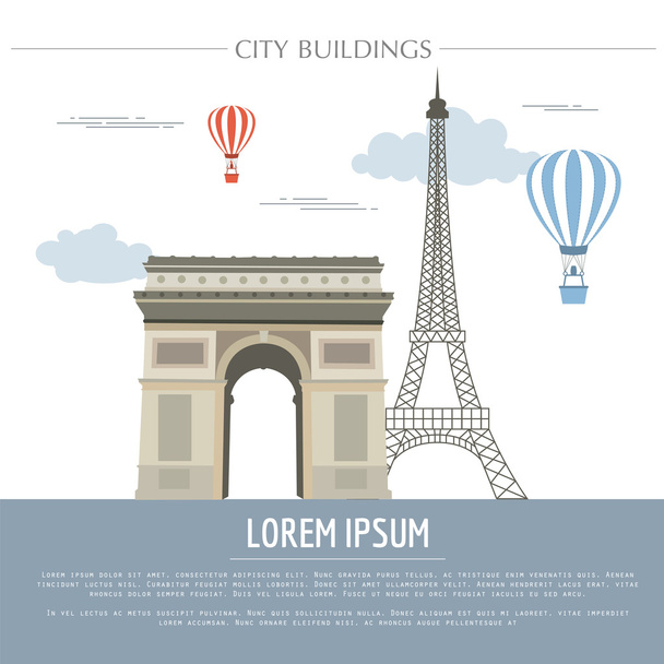 City buildings graphic template. France. Paris.  - Vetor, Imagem