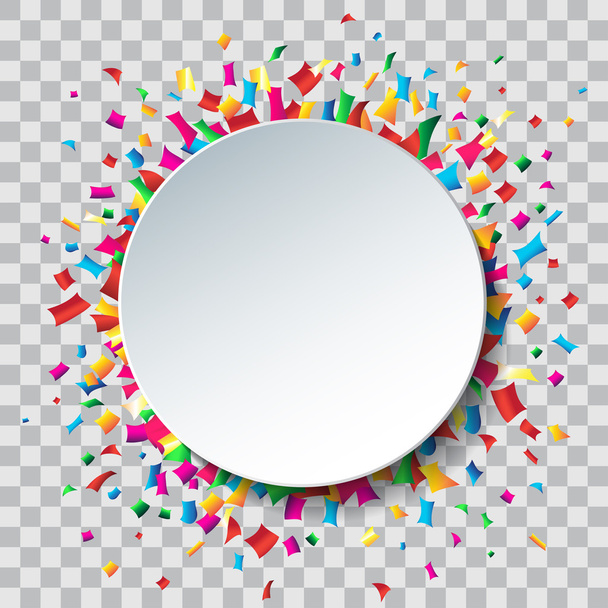 White Circle met kleurrijke confetti. - Vector, afbeelding